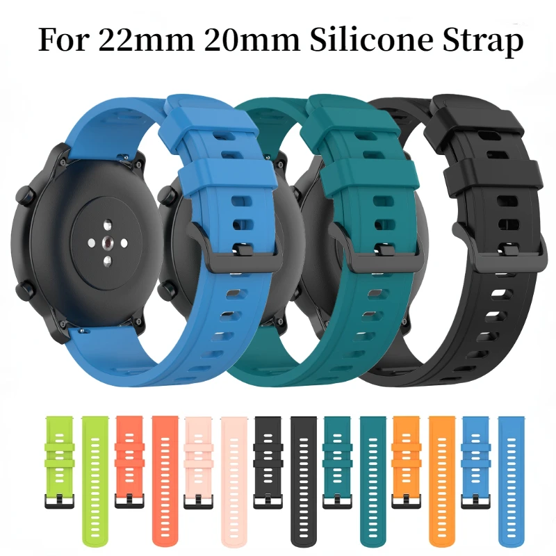 

22mm 20mm Silicone Strap For Amazfit GTR/Stratos/GTS 4 Bracelet Wristband Samsung Galaxy Watch 6/5/4/3 Huawei Watch 4/3/GT3 Band