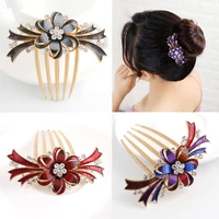 fashion temperament five tooth rhinestone plate hair comb bridal hairpin headdress korean accessories