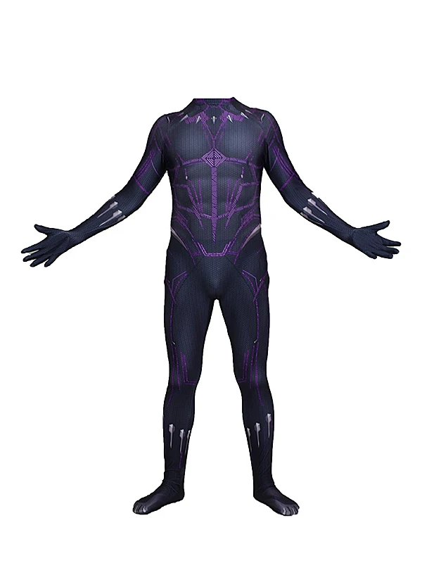 Halloween Black Panther Cosplay Costume 3D Print Adults Kids Newest T'Challa Superhero Zentai Suit Bodysuit Men Party Jumpsuit