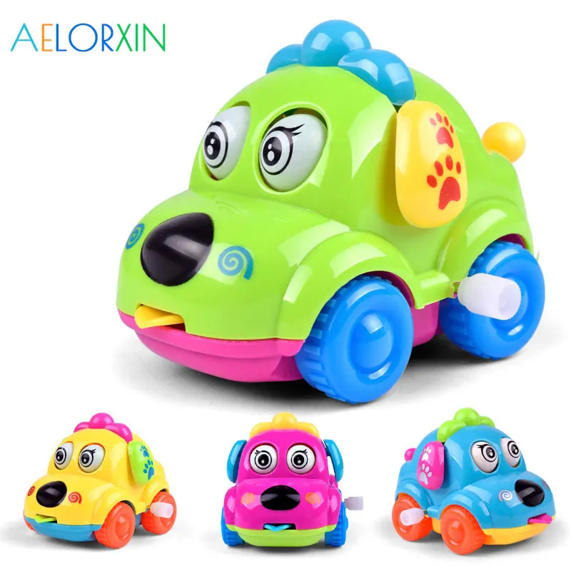 

2Pcs Cartoon Dog Cars Baby Funny Kids Toys Spring Clockwork Toy Random Mini Pull Back Jumping Wind Up Toys for Children Boys