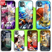 bandai black soft glass case for iphone 13 11 12 mini pro max xs xr x 7 8 6 plus se2 silicone cover monkey d luffy one piece