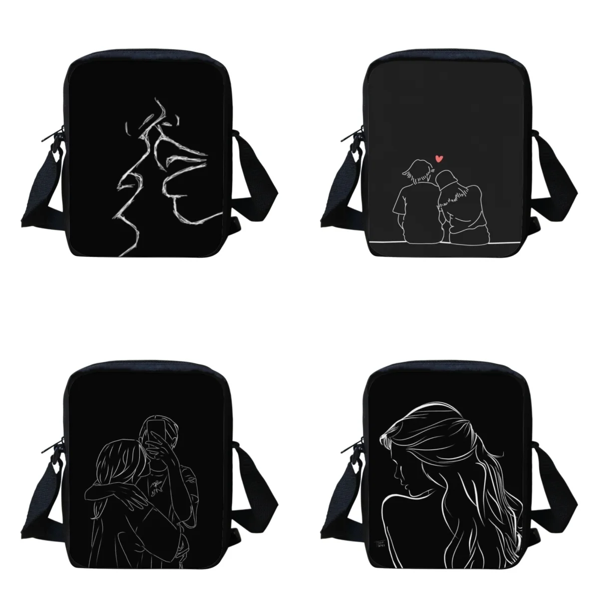 

Black White Art Line Women Handbags Teenagers Girls Portabole Messenger Bags Fashion Cross Body Bags Boy Travel Female Tote Bag