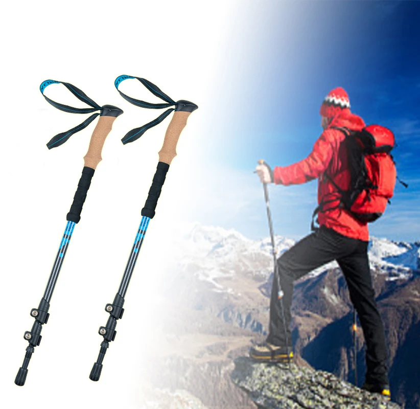 Trekking Poles Carbon Ultralight Quick Lock Extendable EVA Grips Comfortable Adjustable Hike Climbing 2023 New Hiking Pole