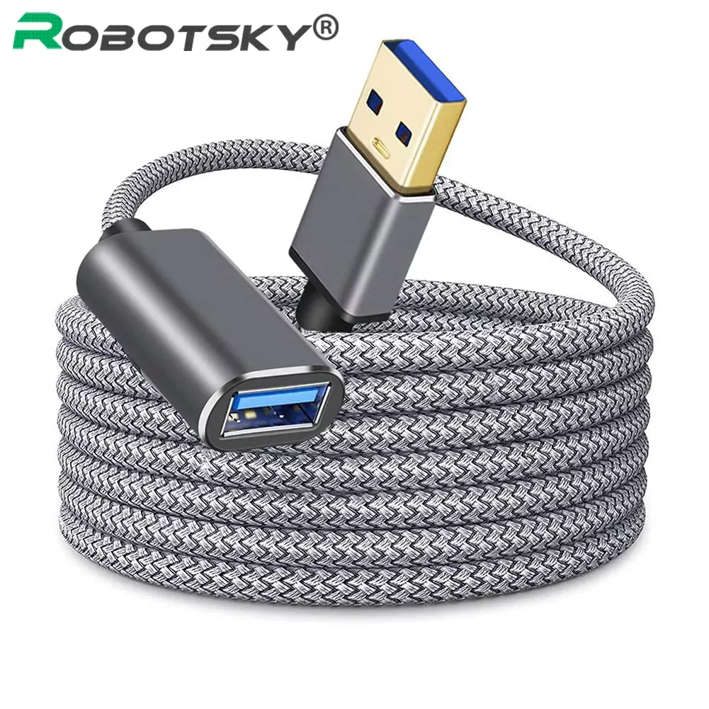 

USB 3.0 Extension Cable Male to Female Transmission Data Cable Nylon Braided USB3.0 Extender Cord for PC TV Printer Camera Cable