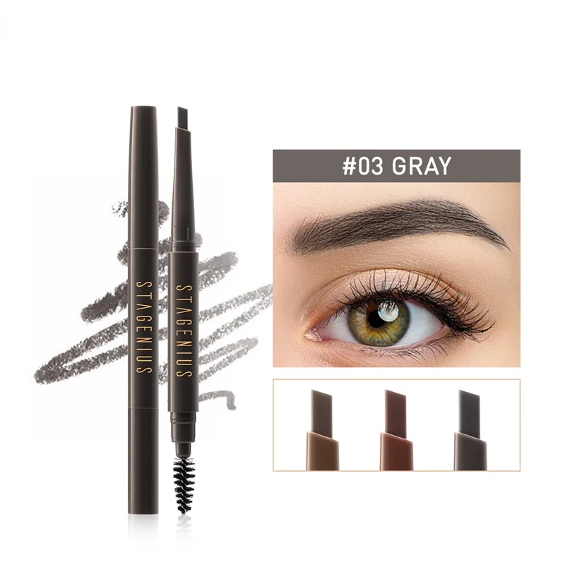 

STAGENIUS Waterproof Rotating Eyebrow Pencil Precise Brow Define Long Lasting Khaki Brown Eye Brow Makeup Natural Eyebrow Pen
