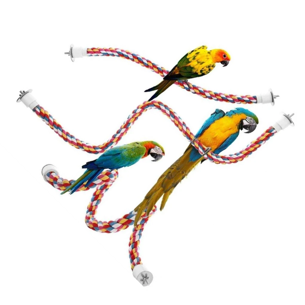 

Parrot Toy Cotton Rope Hanging Braided Budgie Chew Toys Stand Training Cord Swing Supplies Rotary Ladder String