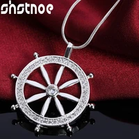 925 sterling silver 16 30 inch chain aaa zircon round pendant necklace for women engagement wedding fashion charm jewelry