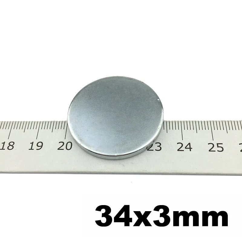 

NdFeB Tinny Magnet Disc Dia. 34 x 3mm Permanent N42 Magnet Precision Neodymium Sensor Mini Magnetics 5pcs