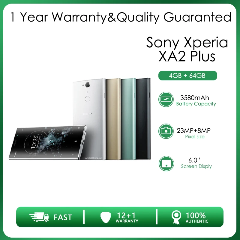Восстановленный Оригинальный разблокированный сотовый телефон Sony Xperia XA2 Plus