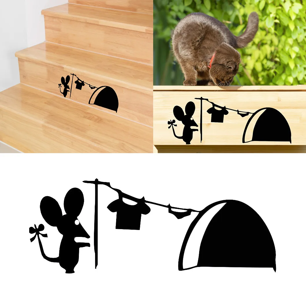 

Creative Cartoon Wall Stickers Vinyl Mouse Hole For Bedroom Living Room Wall Baseboard Skirting Line Stairs Home Decoration