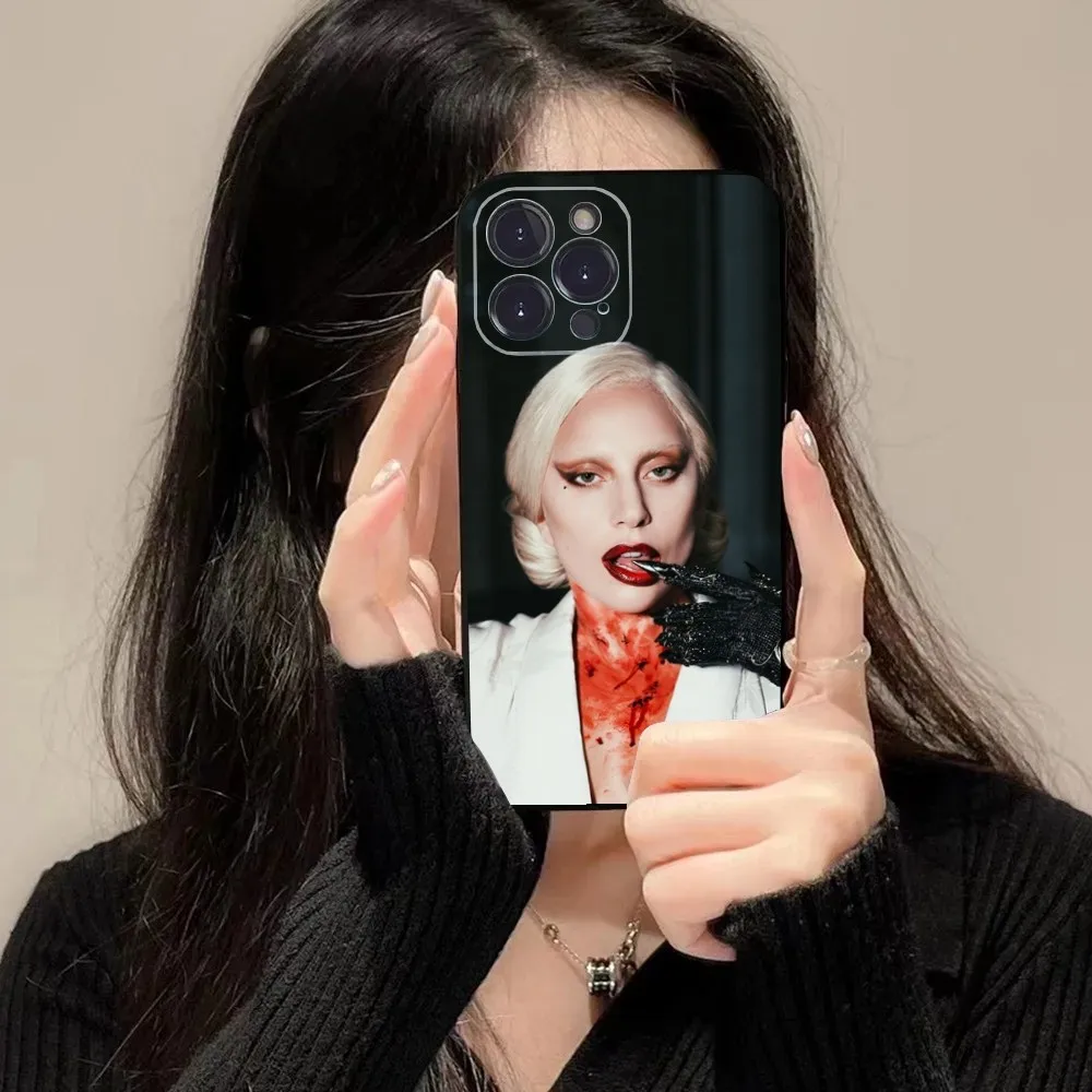 Singer L-Lady Gaga Phone Case For iPhone 16 15 14 13 12 11 Plus Pro Max XS X XR SE Mini 8 7 Soft Silicone Black Cover