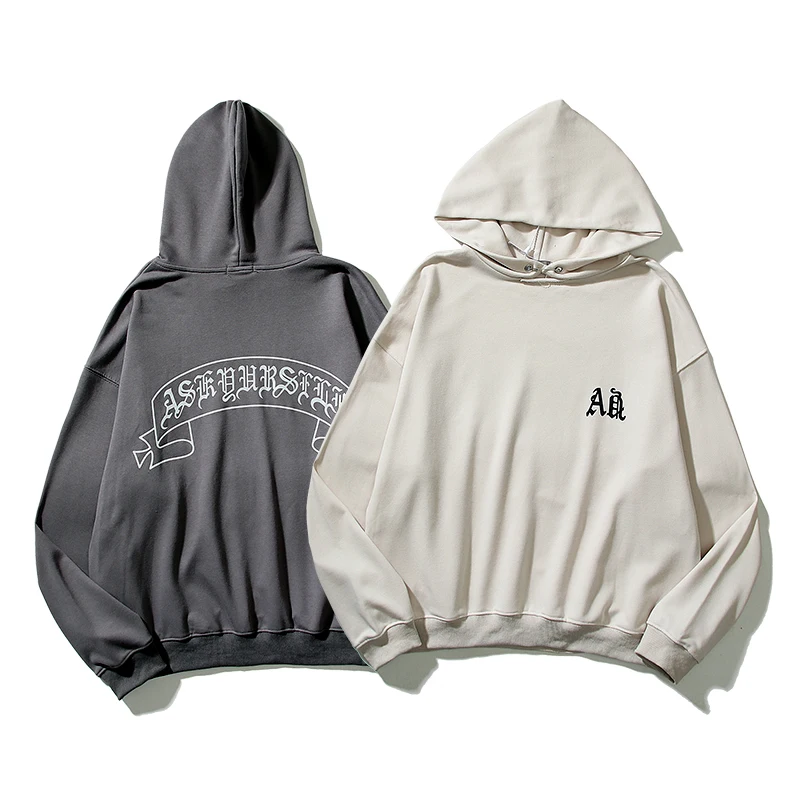 

High Street Letter Distressed 3M Reflective Loose Terry Hooded Sweatshirts Male and Female Pullover Hip Hop Oversized Hoodies