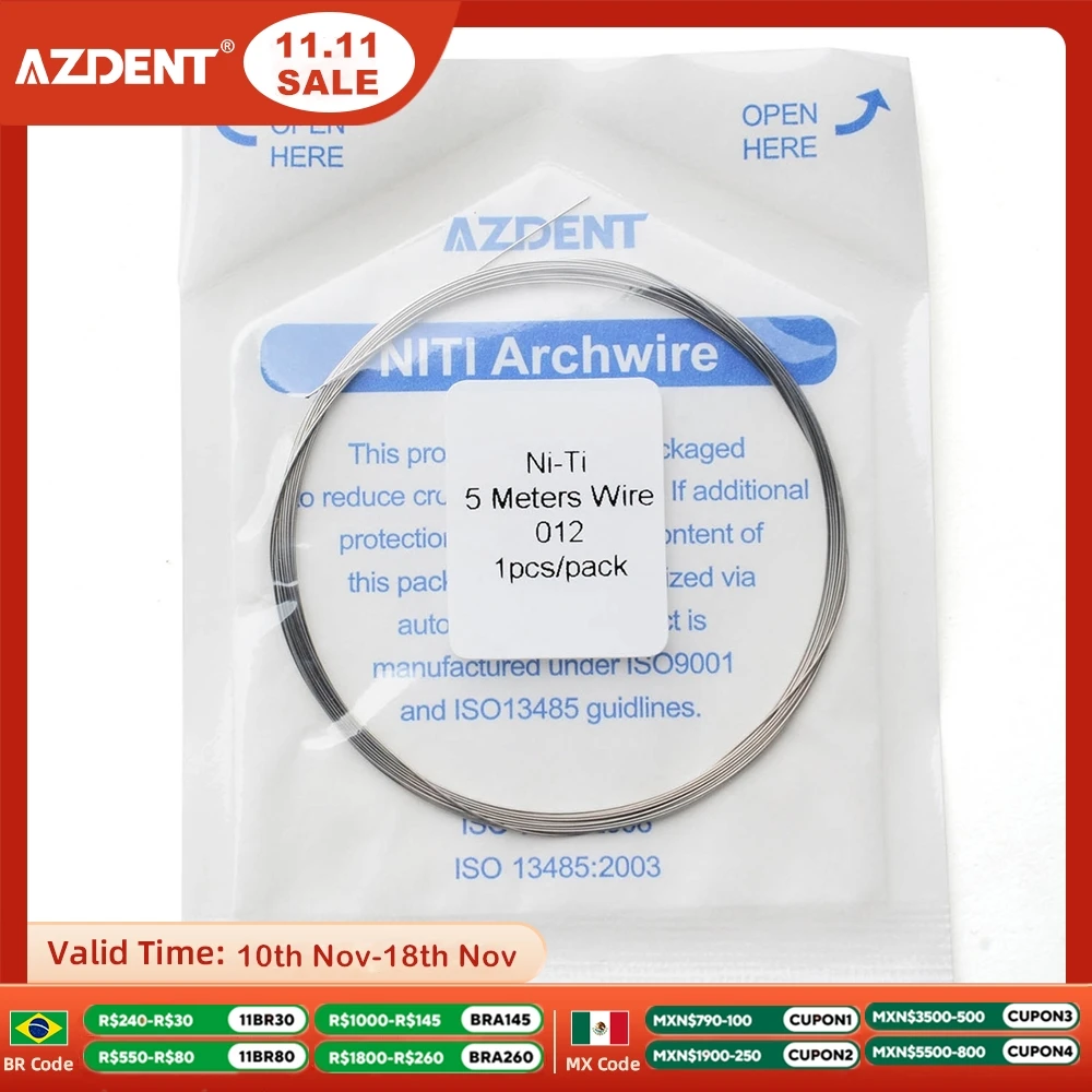 5 м/упаковка Стоматологические Ортодонтические арки AZDENT Niti Archwire размер 0 012 014 016