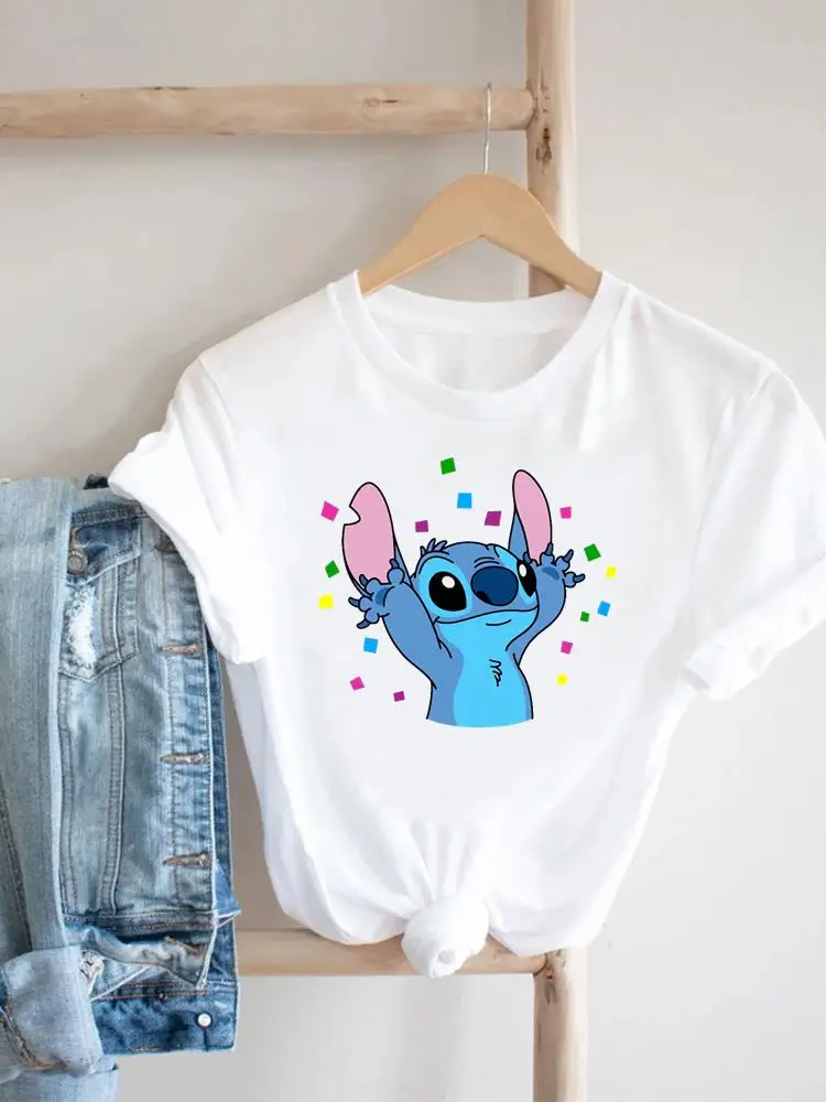 

Tee Stitch 90s Sweet Cute Disney Clothes Lovely Top Clothing Women Female Printed Fashion Lady Cartoon Casual Graphic T-shirts