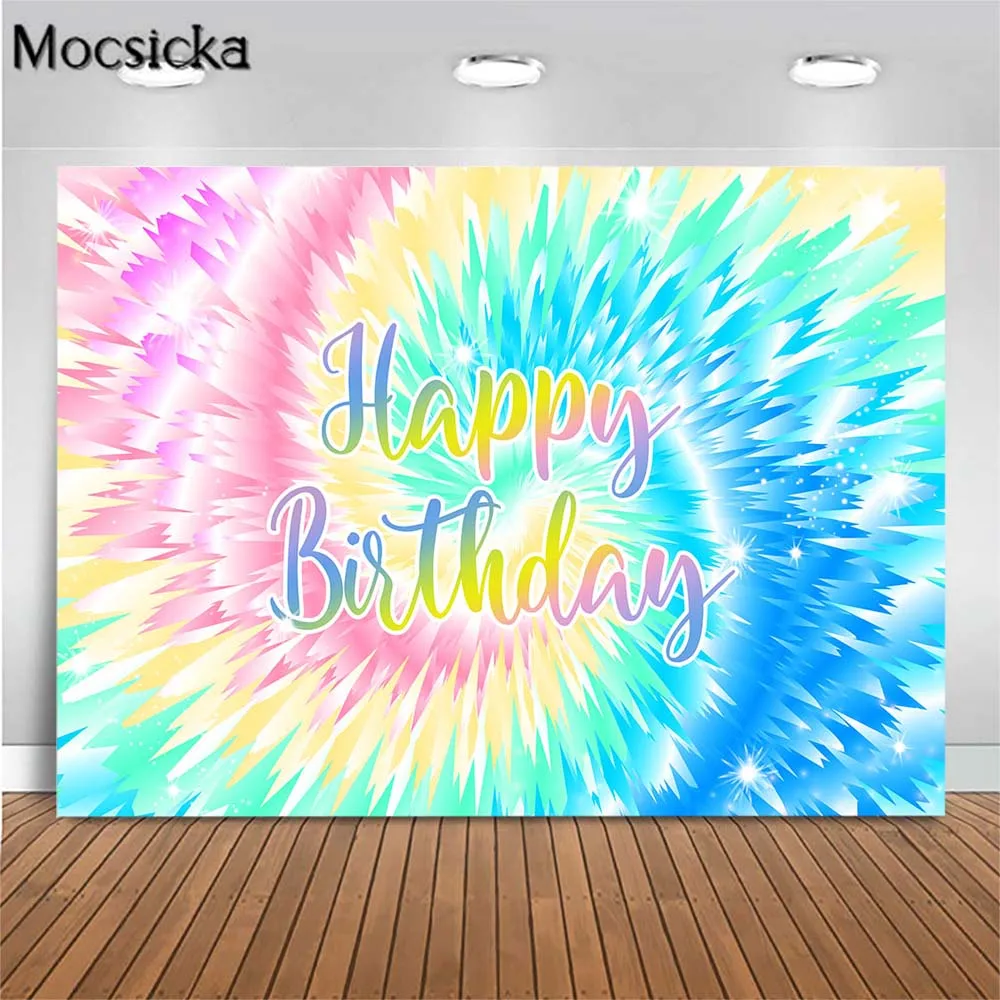 

Mocsicka фон для дня рождения с градиентными радужными цветами, детский день рождения, Фотофон, Декор, баннер на заказ, реквизит