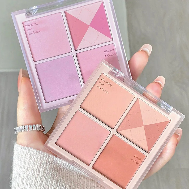 

Four-color Powder Blusher Plate Peach Pink Pallete Pigment Cheek Blusher Natural Face Makeup Contour Shadow Palette