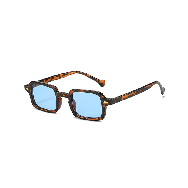 Fashion Square Sunglasses Women Retro Rivets Decoration Gradient Shades UV400 Men Leopard Blue Sun Glasses 6