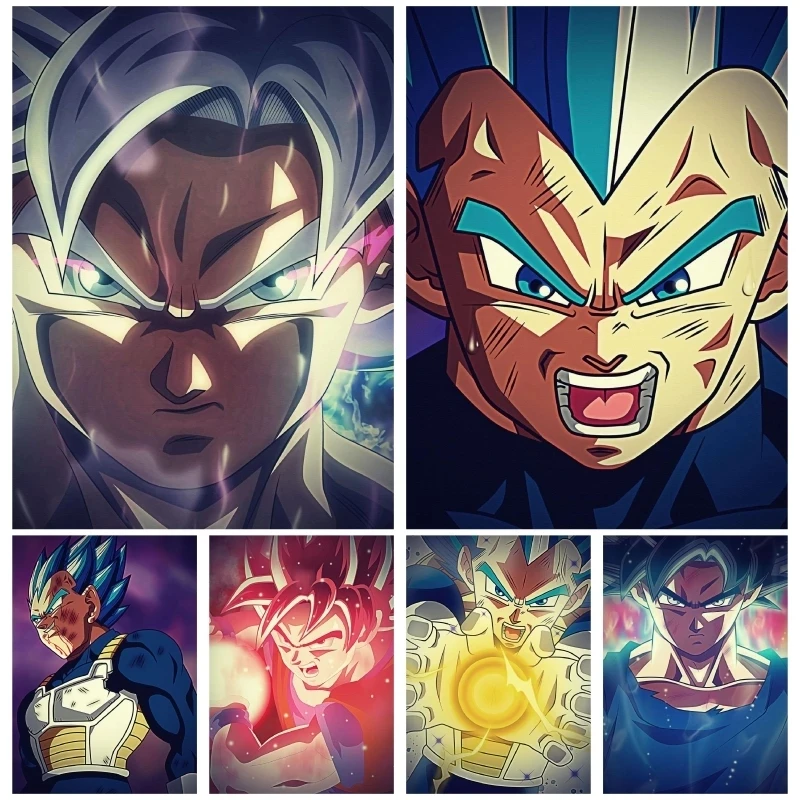 

Cartoon Painting Poster Dragon Ball Wall Art Prints Kakarotto Modern Canvas Pictures Super Saiyan Home Decor Murals Kids Room