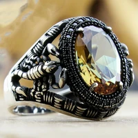 hip hop black scorpion oval faceted crystal rhinestone zircon finger ring for men male party wedding engagement jewelry