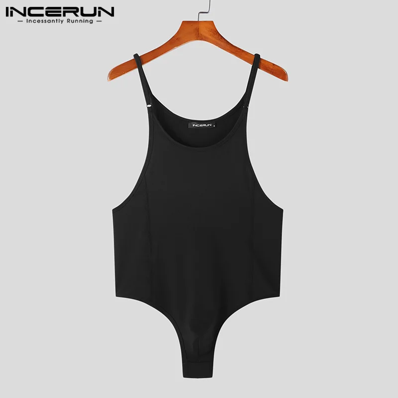 INCERUN 2023 Men Bodysuits Solid Color O-neck Sleeveless Skinny Sexy Rompers Streetwear Summer Casual Tank Tops Bodysuit S-5XL 7