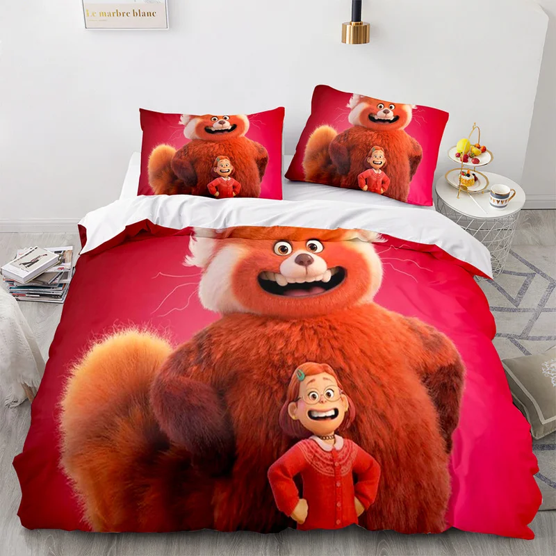 

Disney Cartoon Movie Turning Red Bedding Set Children Soft Quilt Cover Bed Cover Single Double Full King Bed King Bed Set Gift