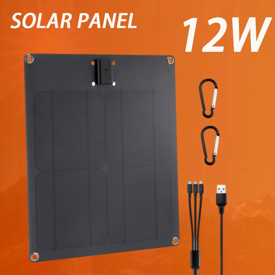 12W 24W Solar Panel 5V Monocrystalline Silicon Outdoor Camping USB Solar Cell Phone Mobile Power Portable Solar Charger Panel