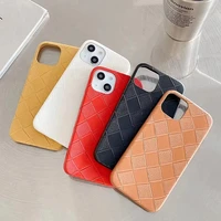 luxury checkered stripes leather phone case for iphone 11 13 12 pro max mini xs xr x 7 8 plus lightweight anti drop protect case