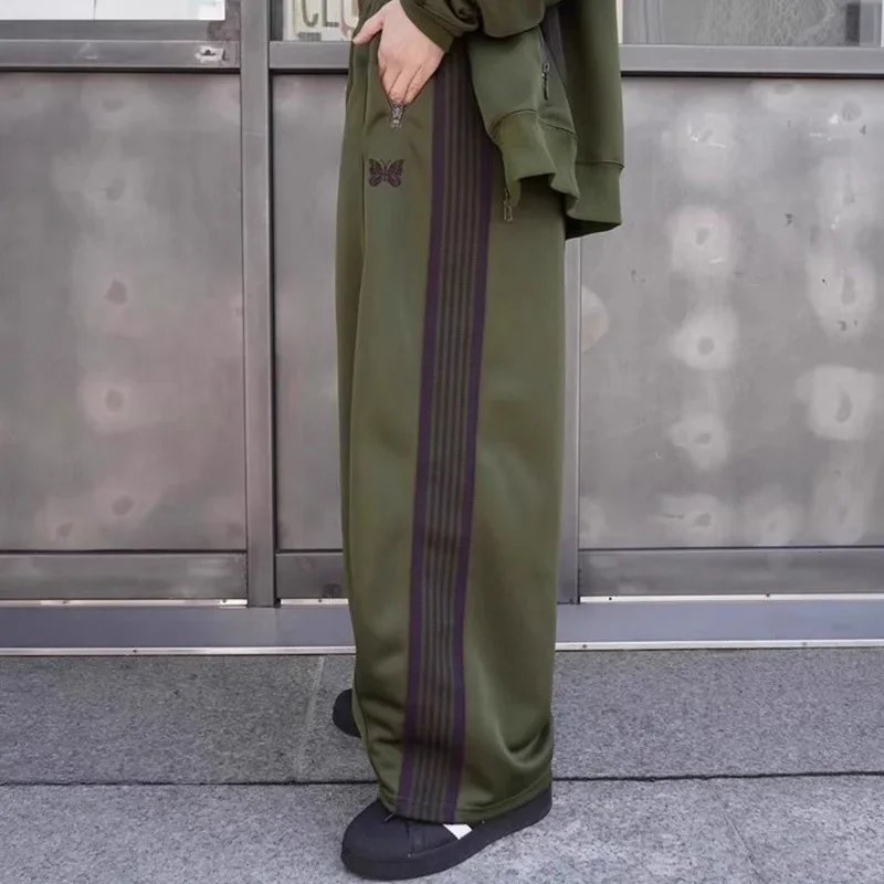 25ss оливково-зеленые широкие брюки Nee Dles для мужчин и женщин высшего качества с