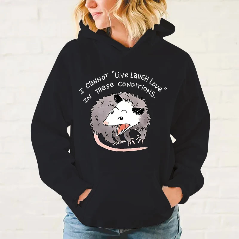 Худи с принтом Opossum для женщин и мужчин Модный пуловер на осень зиму креативные