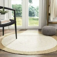 Rug 100% Natural Jute Braided Style Rug Modern Home Decor Living Carpet Round Area Rug