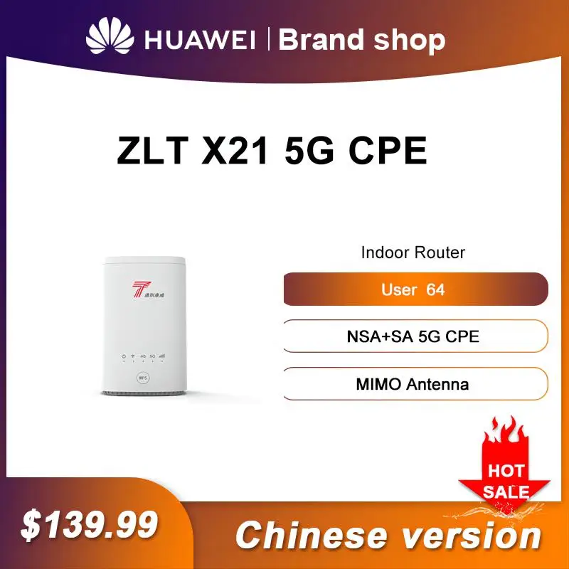 Unlock ZLT X21 5G CPE Indoor Router Sub 6GHz NSA+SA Mesh Wifi Repeater Extender Wireless Router With SIM Card Gigabit Router