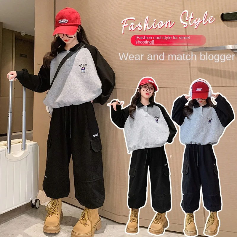 

Комплект поло для девочек с цветной блокировкой Новинка Весна 2023 Стильные Модные Повседневные детские комбинезоны для среднего и большого ...