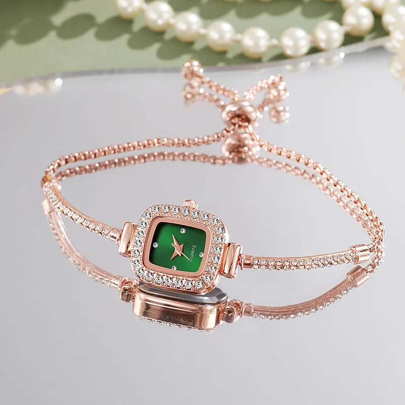Элегантные кварцевые наручные Часы роскошный браслет женские со стразами и