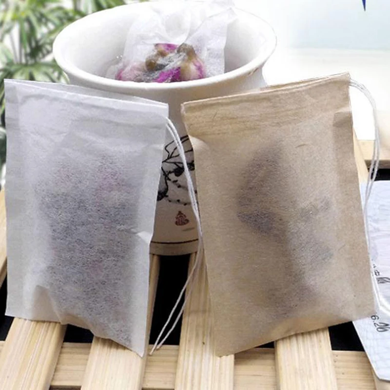 

100PCS/Lot Empty Tea Bag Filter Paper Bags Drawstring Teabags For Herb Tea