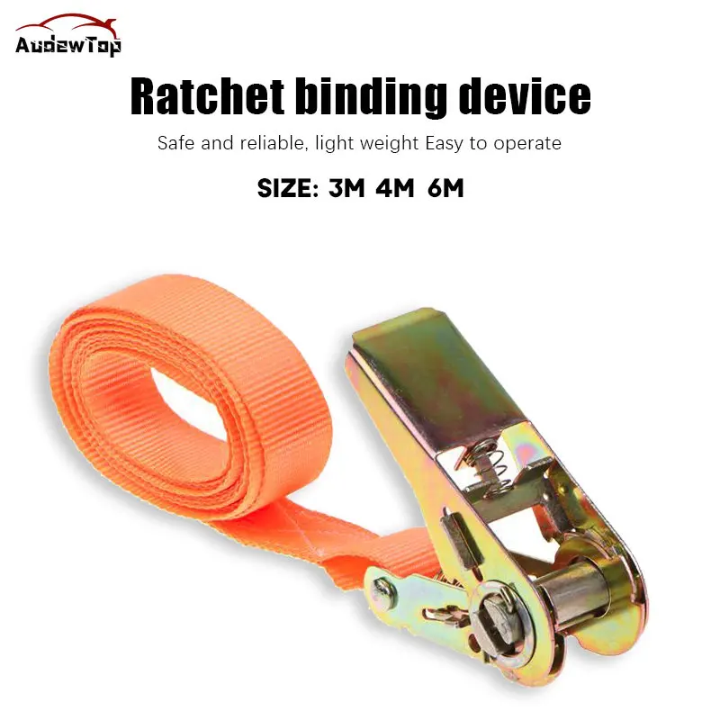 3/4/6M Ratchet Tensioner Belts Heavy Duty Tie Down Cargo Strap Luggage Lashing Strong Strap Belt With Metal Orange Buckle
