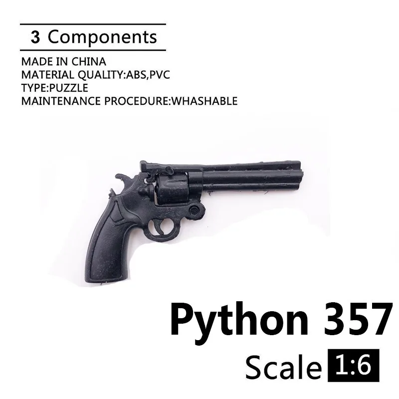 1:6 черная 4D пластиковая модель пистолета Cole Python 357 револьвера для экшн-фигурки 12