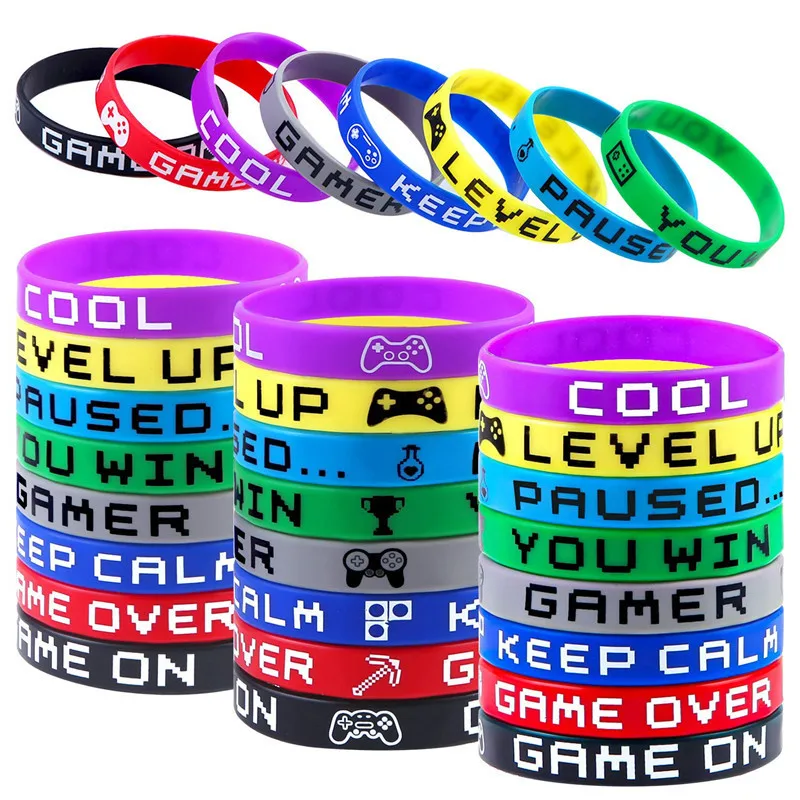 Game Peripheral Silicone Bracelet Video Game Over Game On Rubber Wrist Strap Happy Birthday Party Decor Kids Adult Party Favor