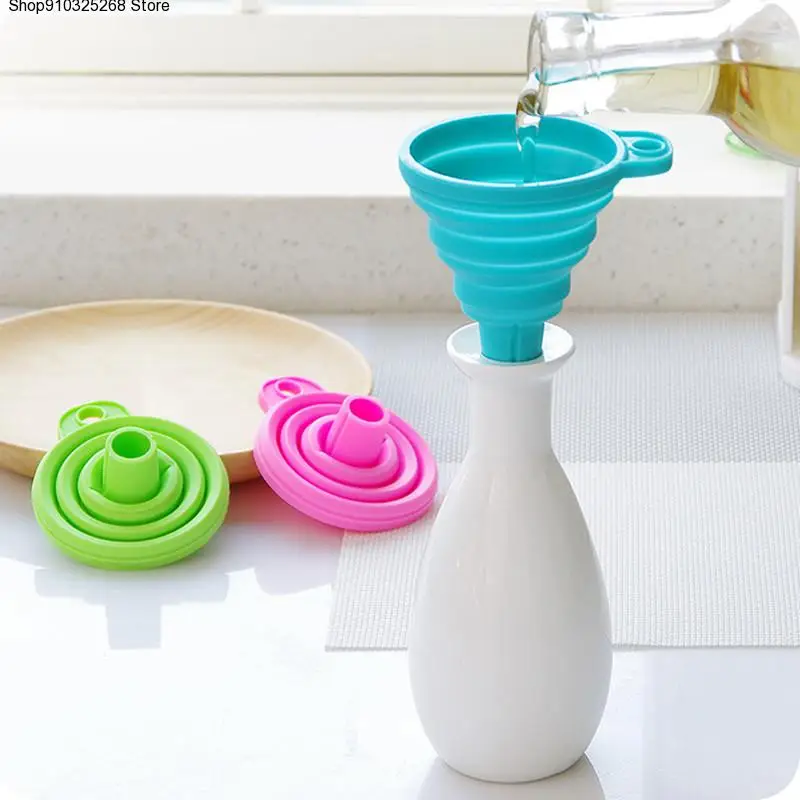 

1Pcs Mini Silicone Gel Foldable Collapsible Style Funnel Hopper Kitchen Cooking Tools Accessories Kitchen Gadgets