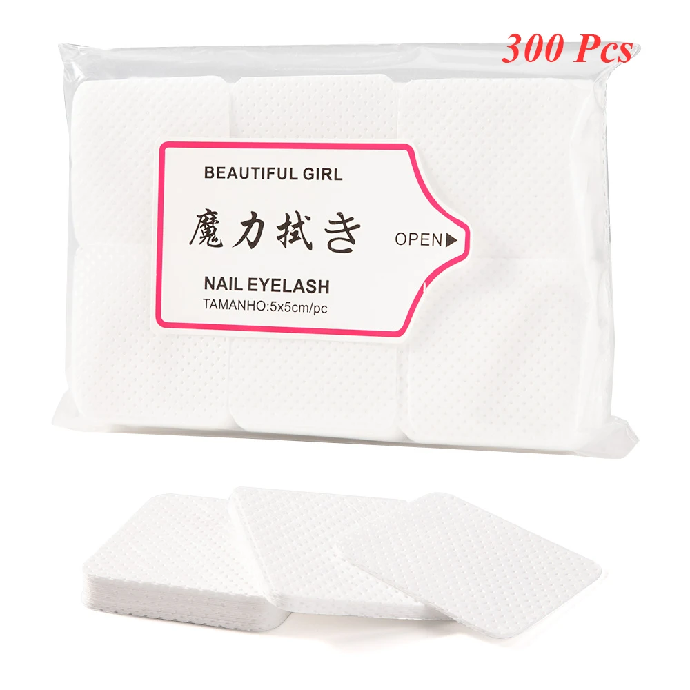 300 шт. безворсовые хлопковые салфетки для снятия гель-лака ногтей