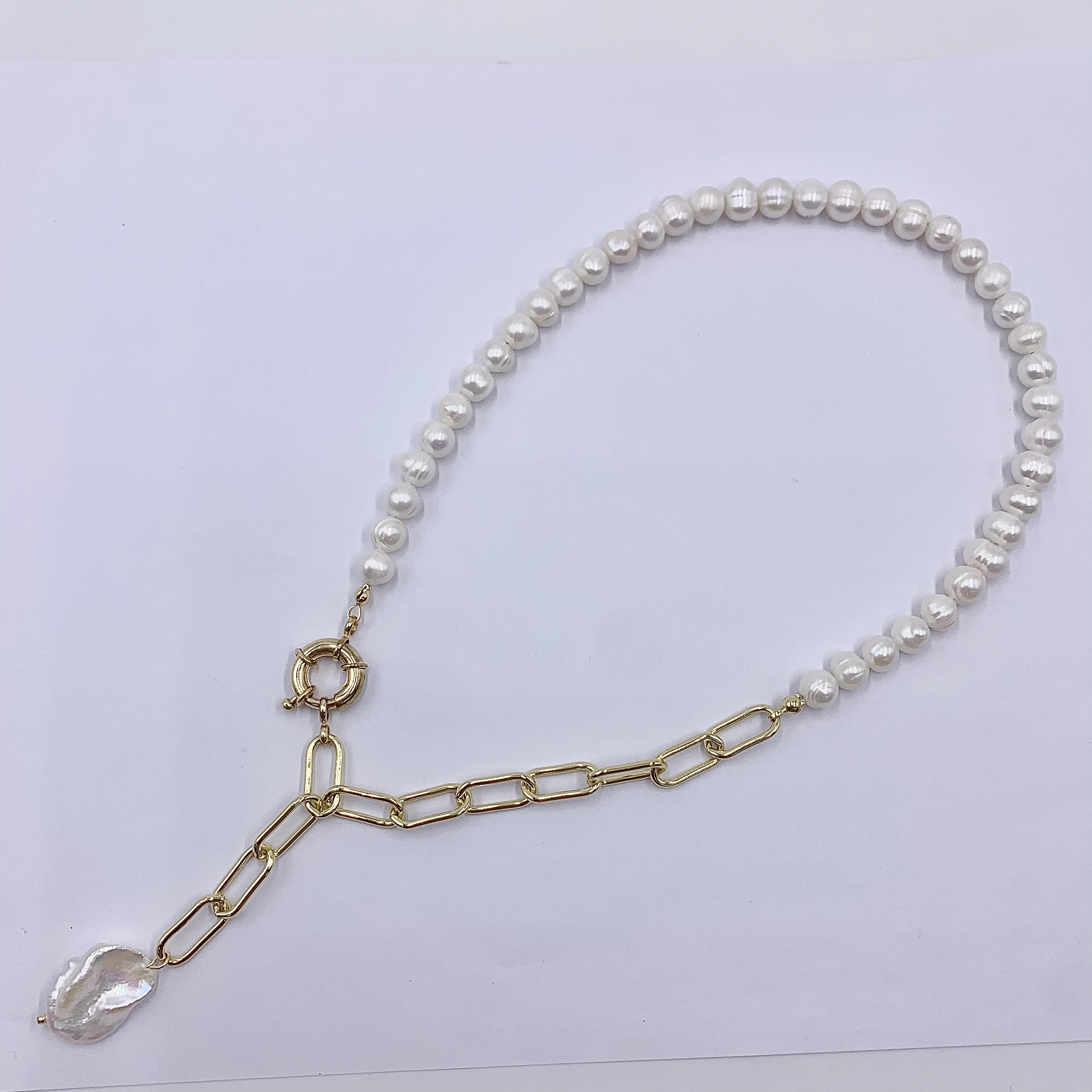 

3Pieces Women's natural pearl necklace 2022 Vintage geometric necklace and Baroque Pendant