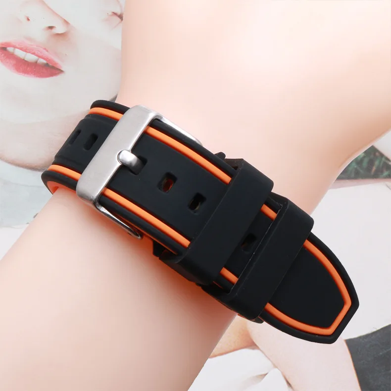 Soft Silicone Sport Watchband 20mm 22mm 24mm 26mm Rubber Diving Waterproof Men Replacement Bracelet Band Strap Watch Accessories