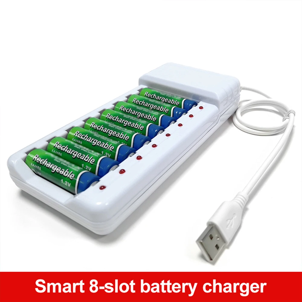 

Universal 6/8 Slots Smart Battery Charger AA/AAA/Ni-Cd Rechargeable Batteries Charging For Flashlight Remote Control Microphone