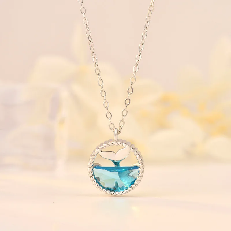 

Original Design S925 Silver Mermaid Tail Necklace with Zircon for Women Valentine's Day Anniversary Fine Gift Jewelry