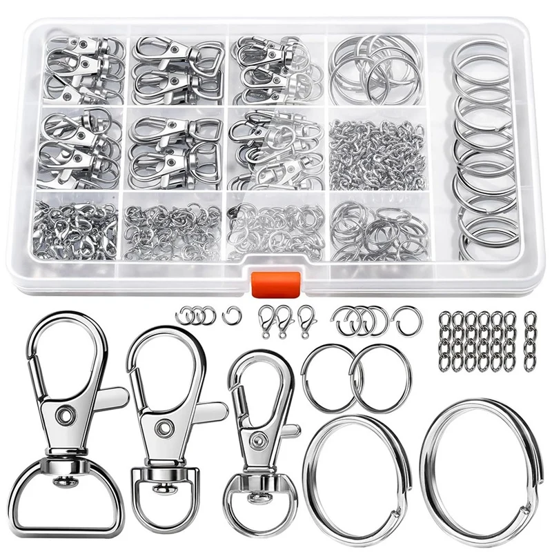 

265Pcs Metal Lobster Claw Clasp With Key Ring Set For Crafts, Lanyard Clips Snap Hook, Swivel Clasps Clip Set Kit