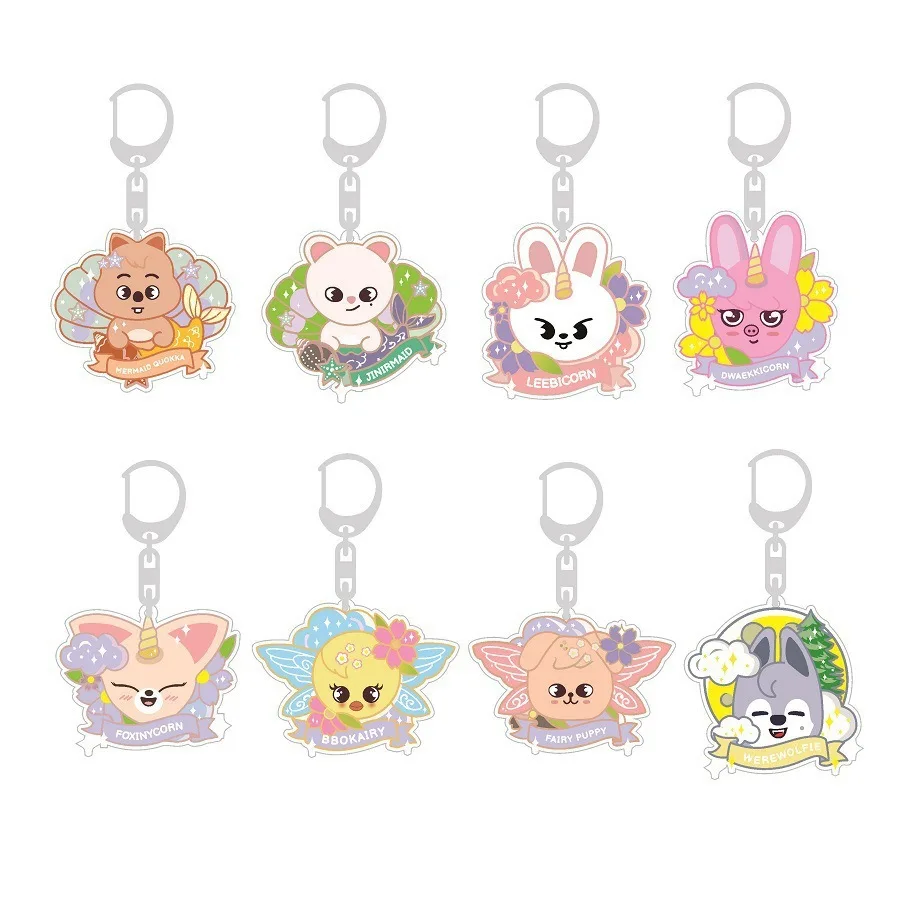 

New Skzoos Kawaii Cartoon series Stray Kids Transparent Acrylic Cartoon Keychain Pendant Accessories Peripheral Gifts