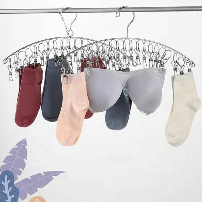 

8/10/20 Clips Stainless Steel Clothes Drying Hanger Windproof Clothing Clips for dry socks underwear cardigans baby clothes