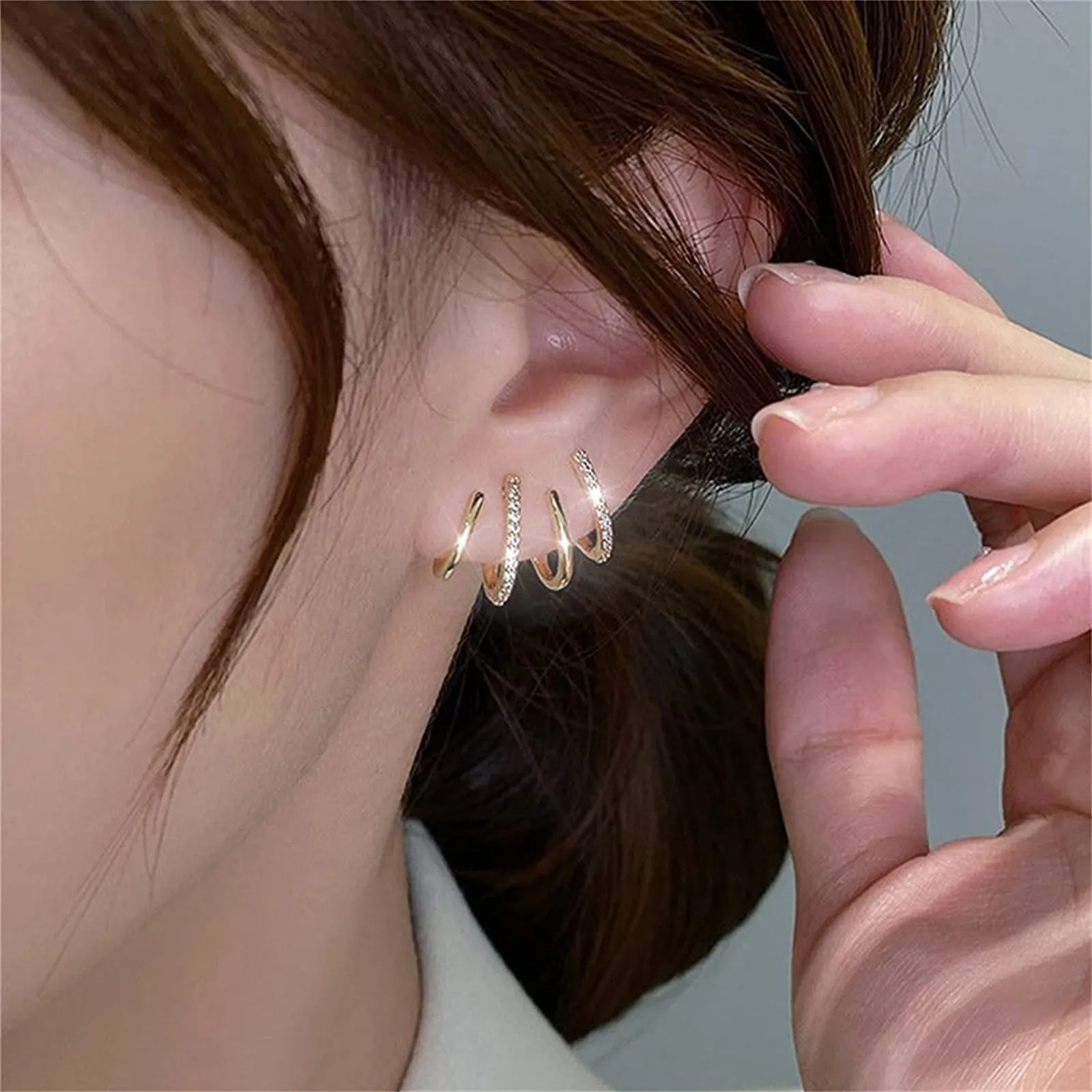 Женские серебряные серьги с 4 когтями серьги-кольца 2022 для пирсинга украшения