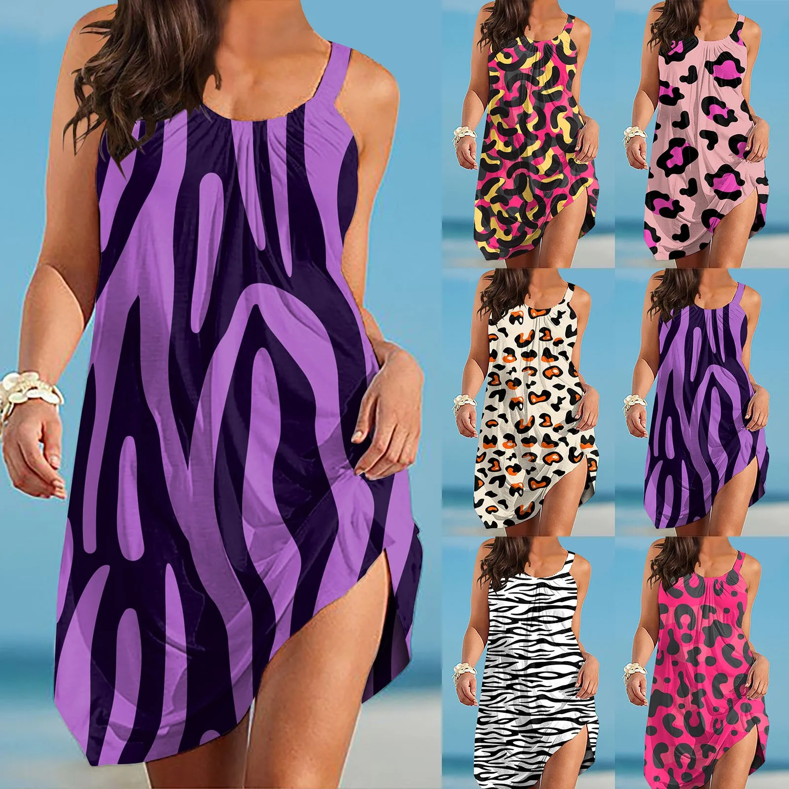 

Женское летнее платье без рукавов, с лямкой на шее