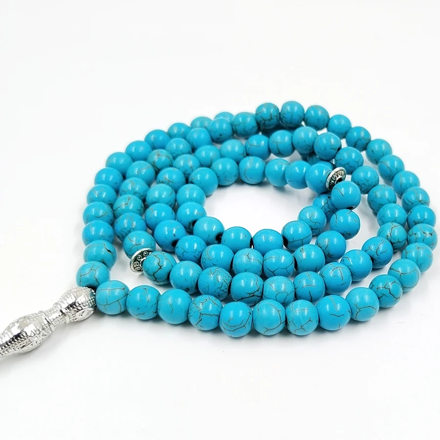 Фото Tasbih бирюзовый камень 99 100 молитвенные аксессуары Исламский подарок мусульманские браслеты №3