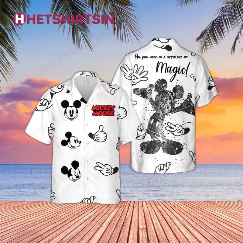

Гавайские рубашки с Микки Маусом, мужские модные рубашки, повседневные пляжные Гавайские рубашки Диснея, винтажные рубашки с пуговицами и коротким рукавом